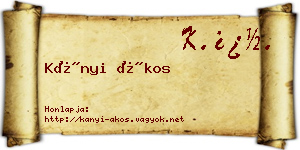 Kányi Ákos névjegykártya